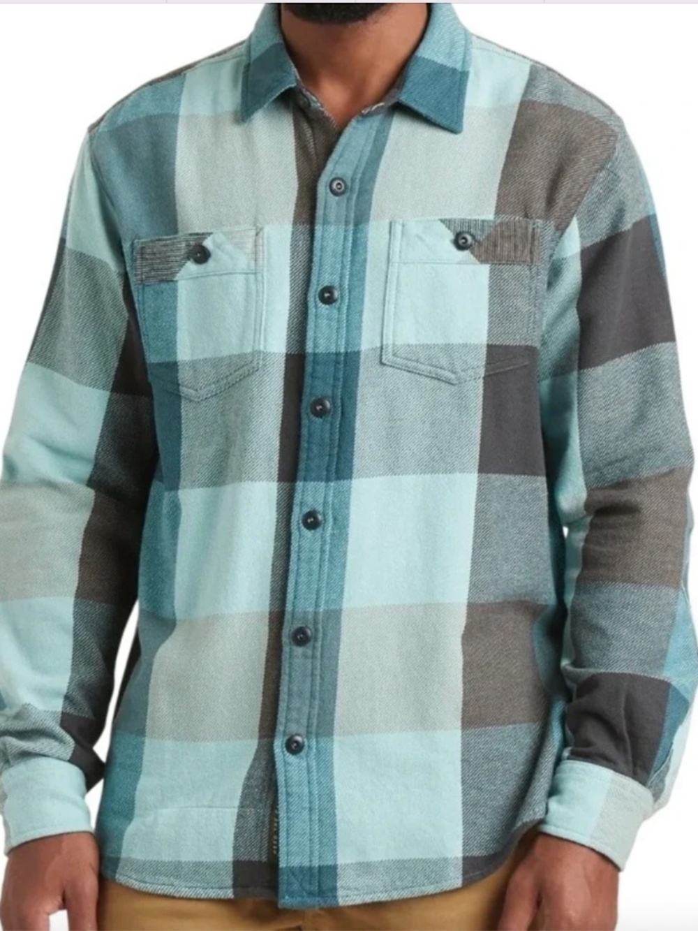 Howler Brothers Rodanthe Blanket Flannel Shirt, Teal Charcoal Plaid, Medium